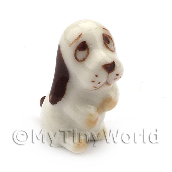 1/12 Scale Dolls House Miniatures  | Dolls House Miniature Ceramic White and Brown Dog