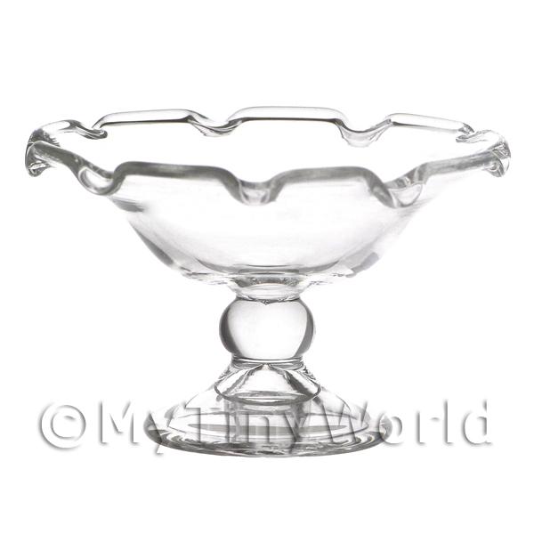 1/12 Scale Dolls House Miniatures  | Dolls House Miniature Handmade Elevated Glass Bowl With Scalloped Edge