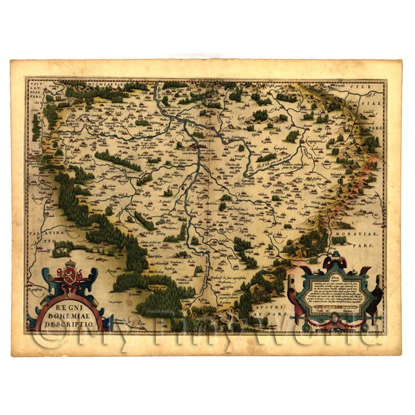 1/12 Scale Dolls House Miniatures  | Dolls House Miniature Old Map Of Bohemia From The Late 1500s