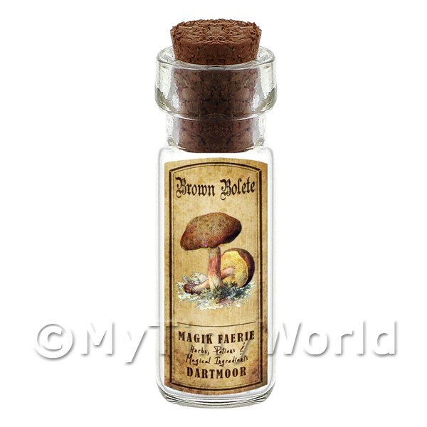 Dolls House Apothecary Brown Bolete Fungi Bottle And Colour Label 