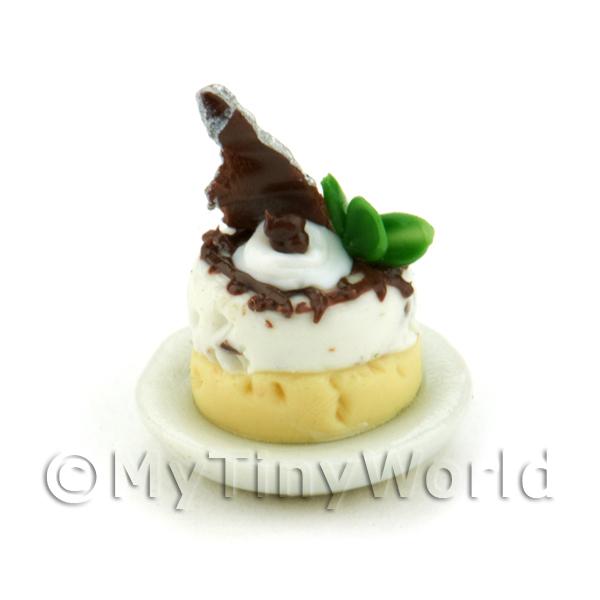 1/12 Scale Dolls House Miniatures  | Dolls House Miniature Chocolate Topped, Iced Choux Bun