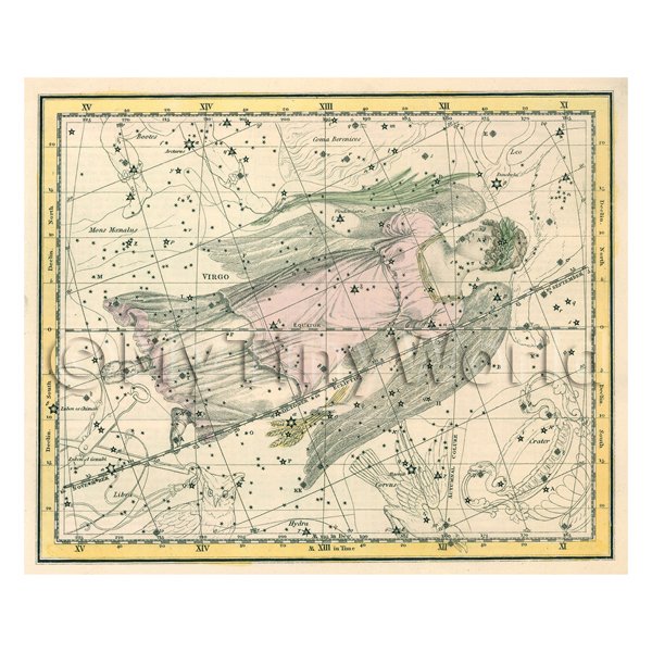 1/12 Scale Dolls House Miniatures  | Dolls House Miniature 1800s Star Map With Virgo