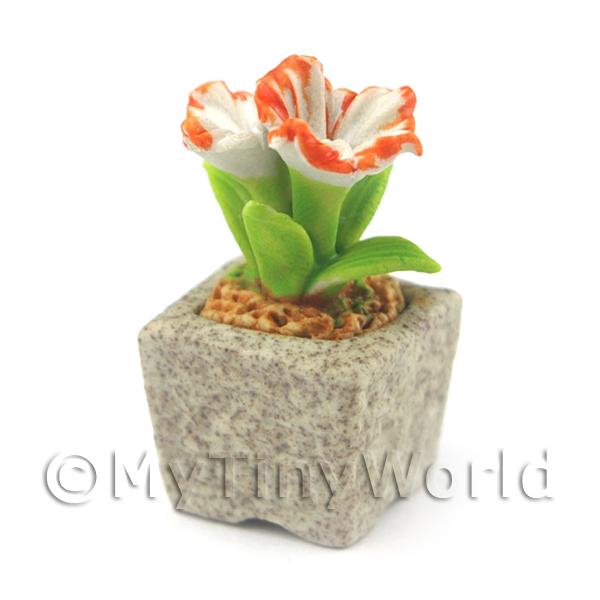 1/12 Scale Dolls House Miniatures  | Miniature Handmade Dual Coloured Ceramic Flower (CFD21)
