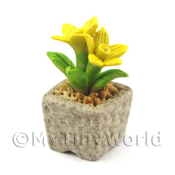 1/12 Scale Dolls House Miniatures  | Miniature Handmade Yellow Coloured Ceramic Flower (CFY7)