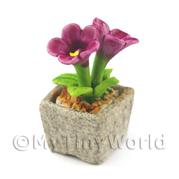 1/12 Scale Dolls House Miniatures  | Miniature Handmade Purple Coloured Ceramic Flower (CFPU6)