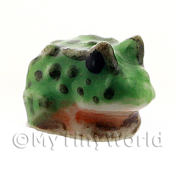 1/12 Scale Dolls House Miniatures  | Dolls House Miniature Ceramic Black Spotted and Green Toad