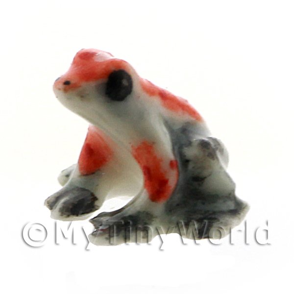 1/12 Scale Dolls House Miniatures  | Dolls House Miniature Ceramic Gray and Orange Tree Frog