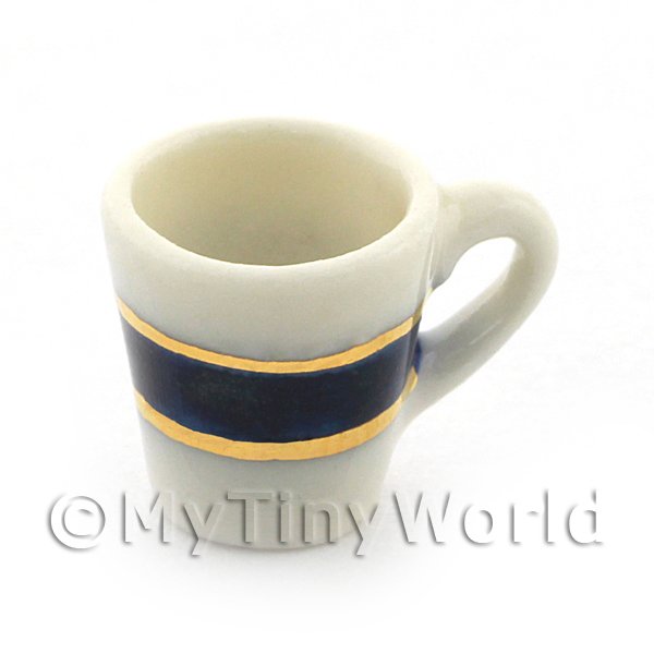 1/12 Scale Dolls House Miniatures  | Dolls House Miniature Blue and Metallic Gold Coffee Cup 