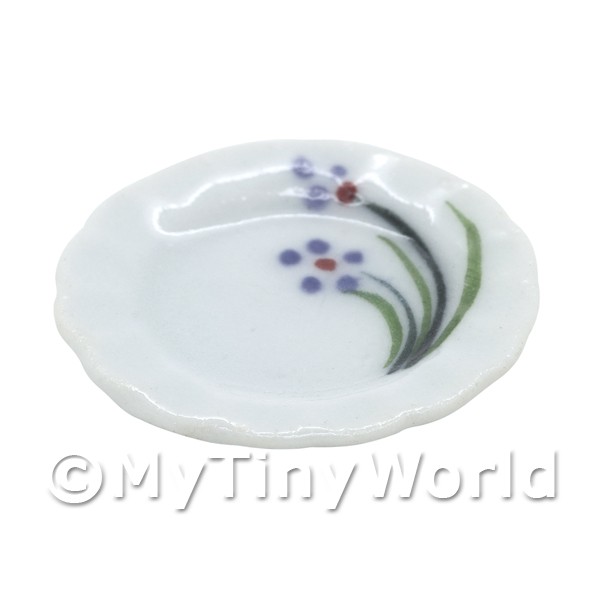 MyTinyWorld 4 x Dolls House Miniature Purple Violet Design 25mm Ceramic Plates