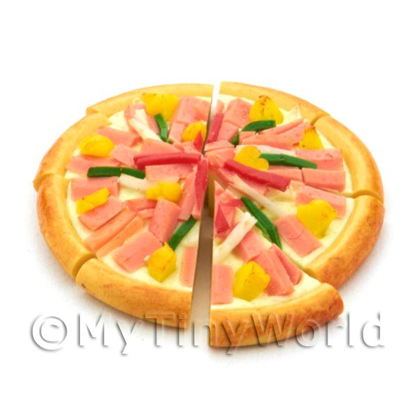 1/12 Scale Dolls House Miniatures  | Dolls House Miniature Sliced Ham, Cheese And Pineapple Pizza