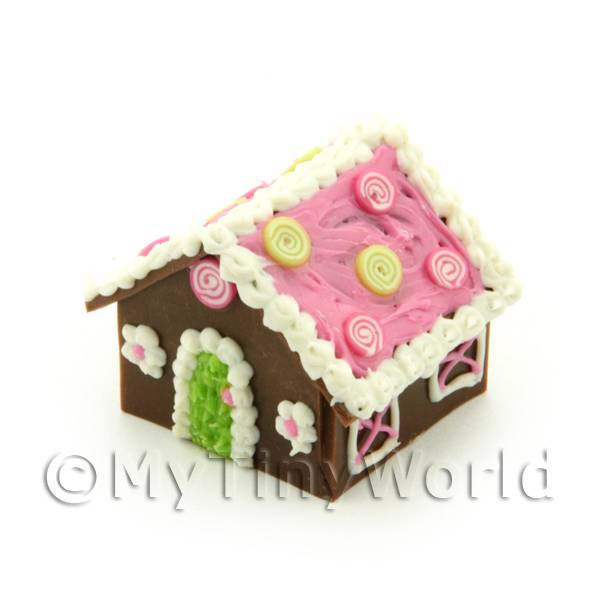 1/12 Scale Dolls House Miniatures  | Dolls House Miniature Pink Roof Gingerbread House