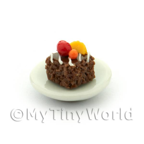 1/12 Scale Dolls House Miniatures  | Dolls House Miniature Chocolate Square With Glazed Fruit