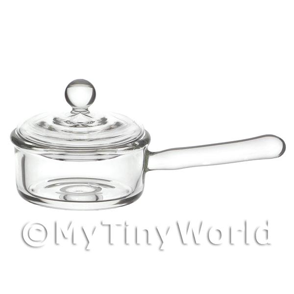 1/12 Scale Dolls House Miniatures  | Large Dolls House Miniature Handmade Glass Saucepan With Lid