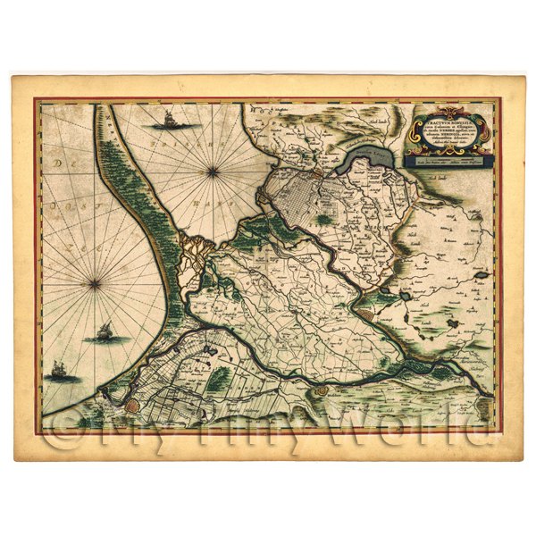 1/12 Scale Dolls House Miniatures  | Dolls House Miniature Old Map Of Eastern Prussia From The Late 1500s