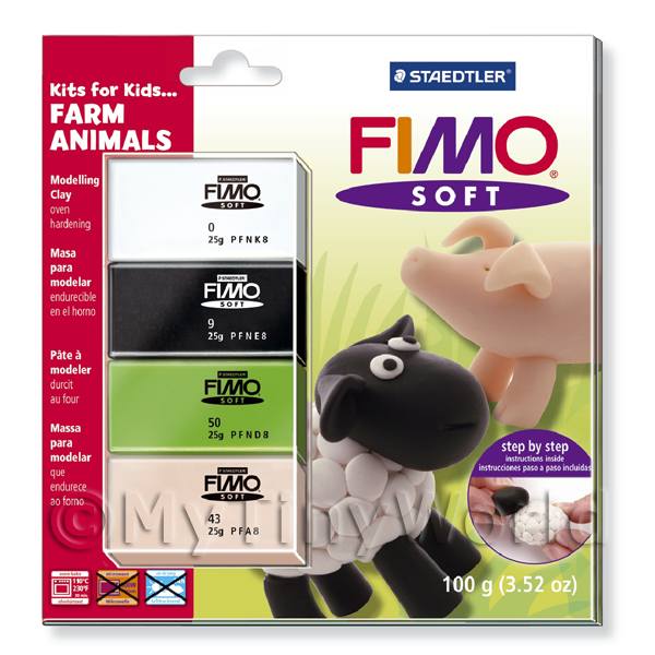 1/12 Scale Dolls House Miniatures  | FIMO Soft Polymer Clay Kits For Kids Farm Animals