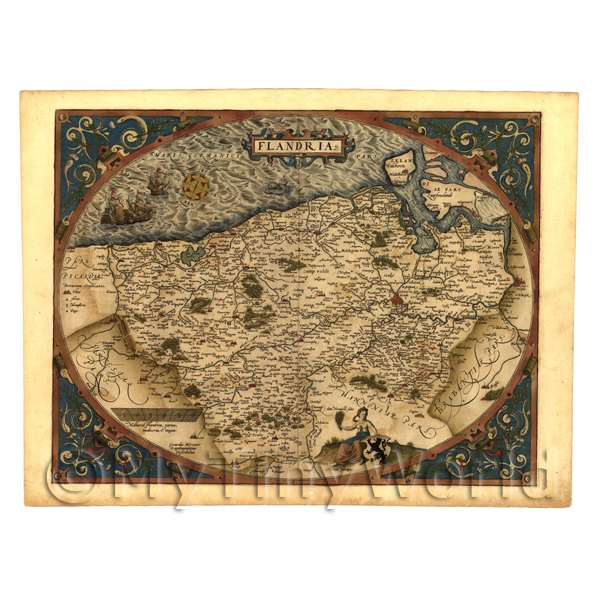 1/12 Scale Dolls House Miniatures  | Dolls House Miniature Old Map Of Flanders From The Late 1500s