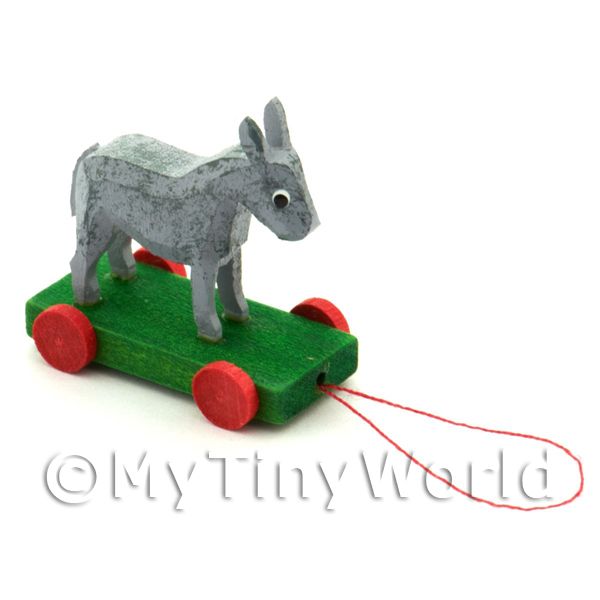 1/12 Scale Dolls House Miniatures  | Dolls House Miniature Large German Pull-Along Donkey