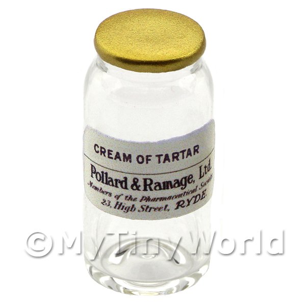 1/12 Scale Dolls House Miniatures  | Miniature Cream of Tartar Glass Apothecary Bulk Jar 