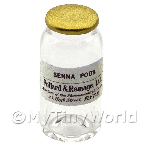 1/12 Scale Dolls House Miniatures  | Miniature Senna Pods Glass Apothecary Bulk Jar 