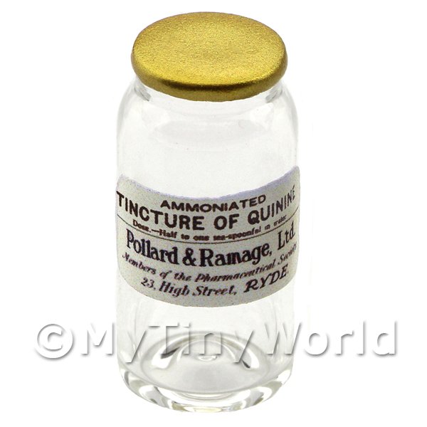 1/12 Scale Dolls House Miniatures  | Miniature Tincture of Quinine Glass Apothecary Bulk Jar 