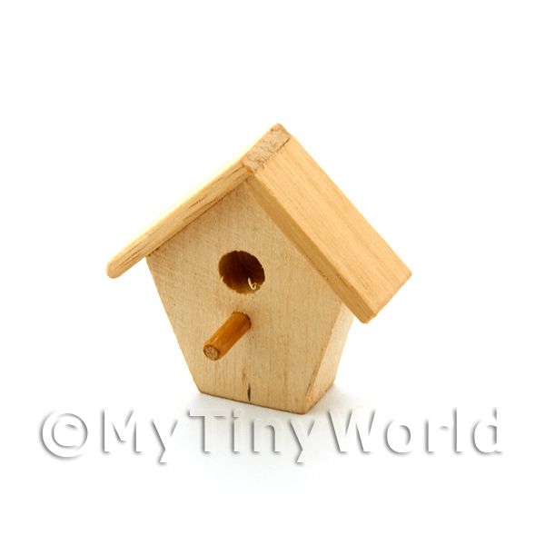 1/12 Scale Dolls House Miniatures  | Miniature Light Pine Sloping Roof Bird Box