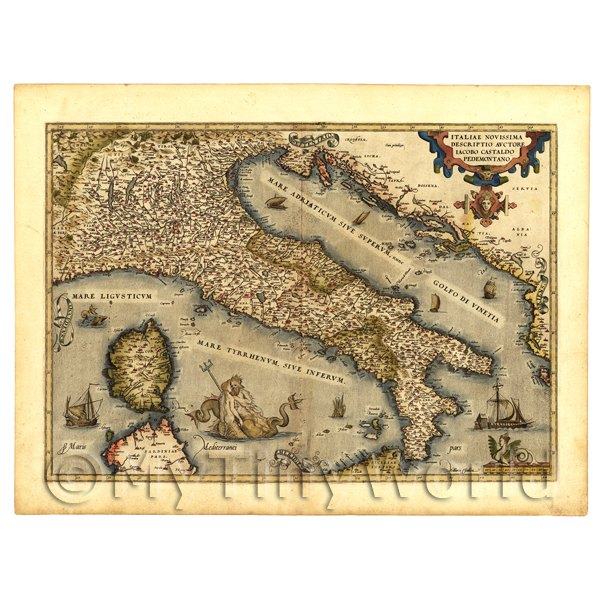 1/12 Scale Dolls House Miniatures  | Dolls House Miniature Old Map Of Italy From The Late 1500s