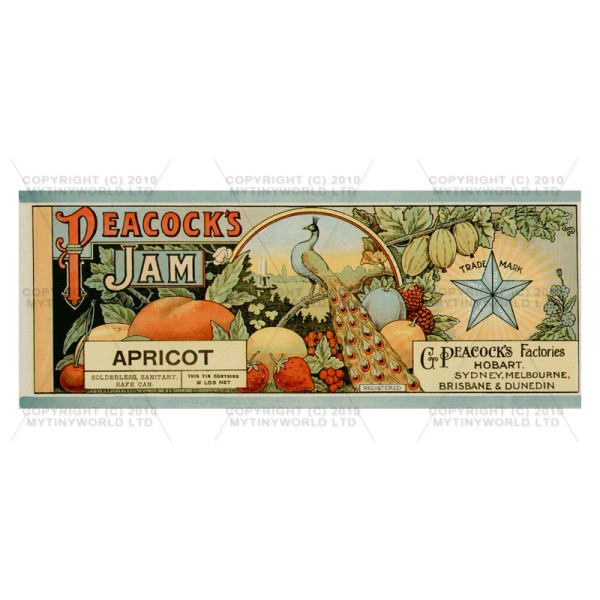1/12 Scale Dolls House Miniatures  | Dolls House Miniature Peacocks Apricot Jam Label (1890s)