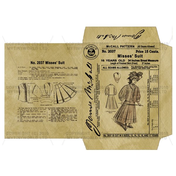 1/12 Scale Dolls House Miniatures  | Miniature DIY Victorian McCall Dress Packet (VDP12)