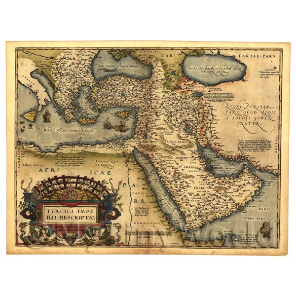 1/12 Scale Dolls House Miniatures  | Dolls House Miniature Old Map Of The Middle East From The Late 1500s