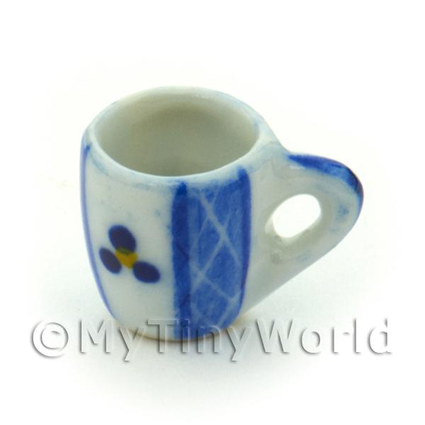 1/12 Scale Dolls House Miniatures  | Dolls House Miniature Blue Lace Design Ceramic Soup Mug