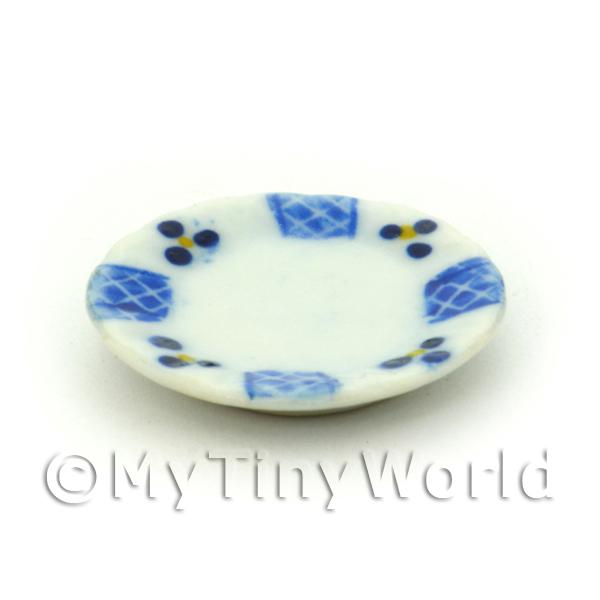 1/12 Scale Dolls House Miniatures  | Dolls House Miniature 20mm Blue Lace Design Ceramic Plate
