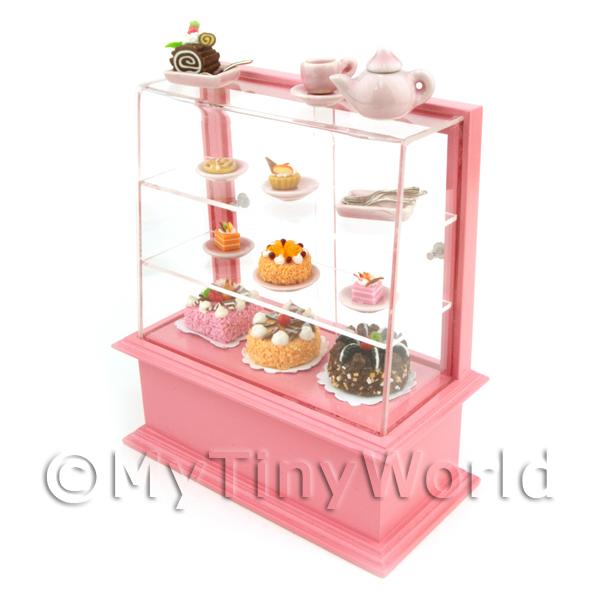 1/12 Scale Dolls House Miniatures  | Dolls House Miniature Dark Pink Themed Cafe Display