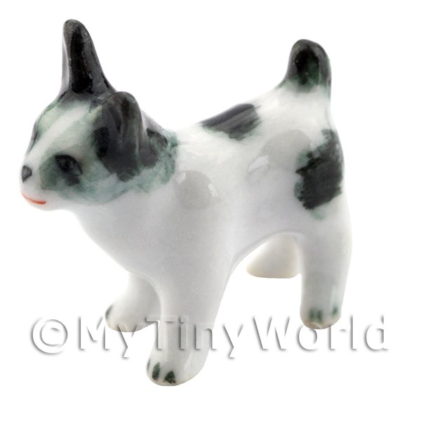 1/12 Scale Dolls House Miniatures  | Dolls House Miniature Ceramic Black and White Terrier