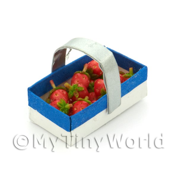 1/12 Scale Dolls House Miniatures  | Handmade Dolls House Miniature Punnet With 12 Strawberries