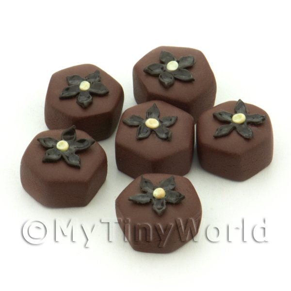 1/12 Scale Dolls House Miniatures  | Handmade Hexagonal Milk Chocolate Flower Bead - Jewellery