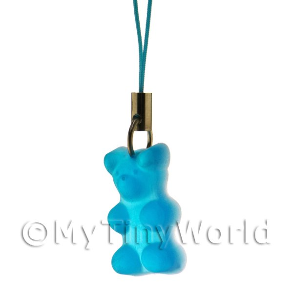 1/12 Scale Dolls House Miniatures  | Translucent Light Blue Jelly Bear Phone Charm