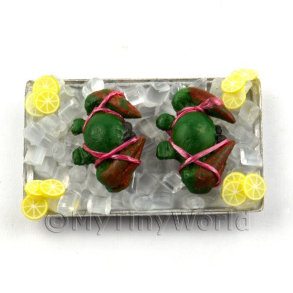 1/12 Scale Dolls House Miniatures  | 2 Dolls house Miniature Crabs With Ice on a Tray (FSHT14)