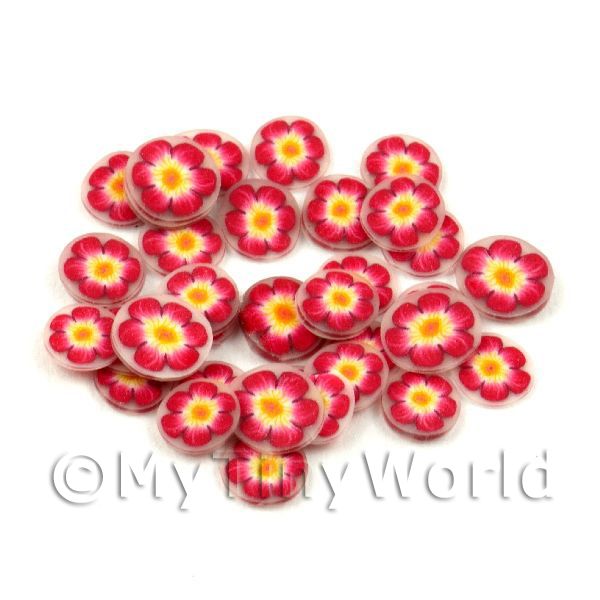 1/12 Scale Dolls House Miniatures  | 50 Red And Yellow Flower Cane Slices (11NS88)