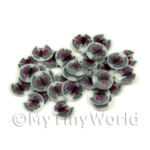 1/12 Scale Dolls House Miniatures  | 50 Red Butterfly Cane Slices - Nail Art (11NS45)
