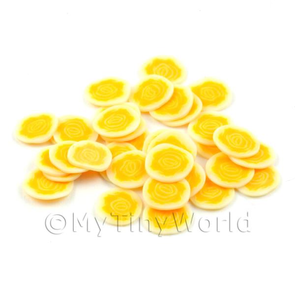 1/12 Scale Dolls House Miniatures  | 50 Yellow Rose Flower Cane Slices - Nail Art (DNS40)