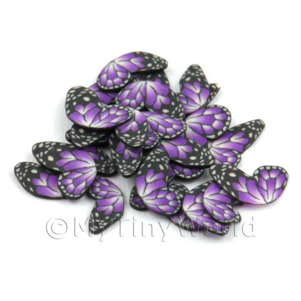 1/12 Scale Dolls House Miniatures  | 50 Purple Flying Butterfly Cane Slices - Nail Art (DNS11)