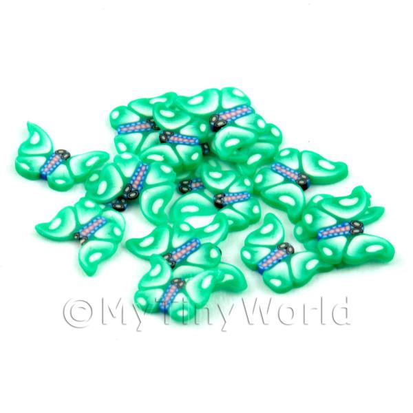 1/12 Scale Dolls House Miniatures  | 50 Green Flying Butterfly / Moth Cane Slices - Nail Art (DNS20)