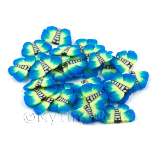 1/12 Scale Dolls House Miniatures  | 50 Blue Flying Butterfly / Moth Cane Slices - Nail Art (DNS22)