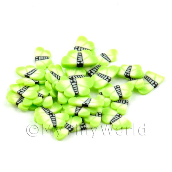 1/12 Scale Dolls House Miniatures  | 50 green Flying Butterfly / Moth Cane Slices - Nail Art (DNS24)