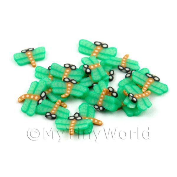 1/12 Scale Dolls House Miniatures  | 50 Green Dragonfly Cane Slices - Nail Art (DNS28)