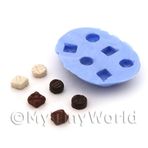 1/12 Scale Dolls House Miniatures  | Dolls House 6 Piece Textured Square and Round Chocolate Silicone Mould