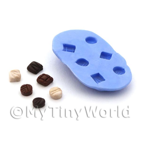 1/12 Scale Dolls House Miniatures  | Dolls House 6 Piece Indented Square and Round Chocolate Silicone Mould