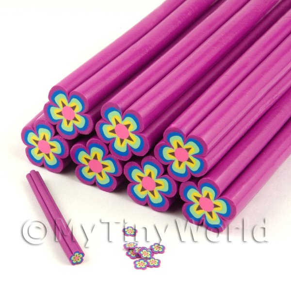 1/12 Scale Dolls House Miniatures  | Unbaked PurpleFlower Cane Nail Art And Jewellery UNC17