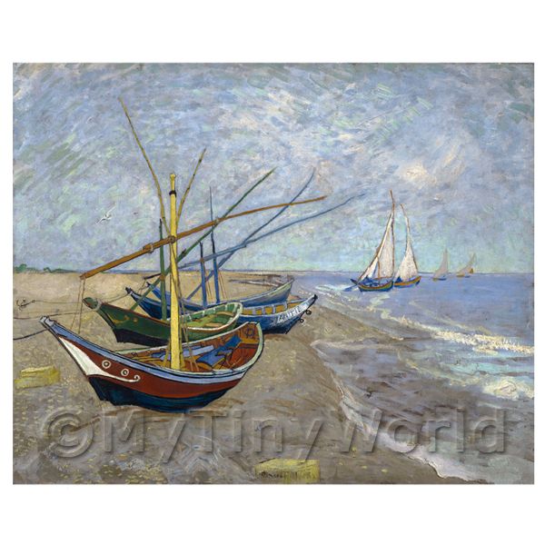 1/12 Scale Dolls House Miniatures  | Van Gogh Painting Fishing Boats on the Beach of St. Maries