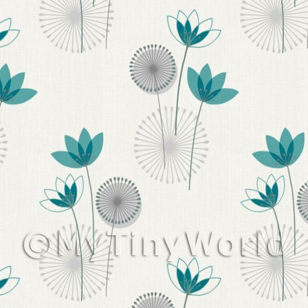 Self Adhesive Dolls House Wallpaper 1:12th Scale Vinyl SheetFloral Beige 